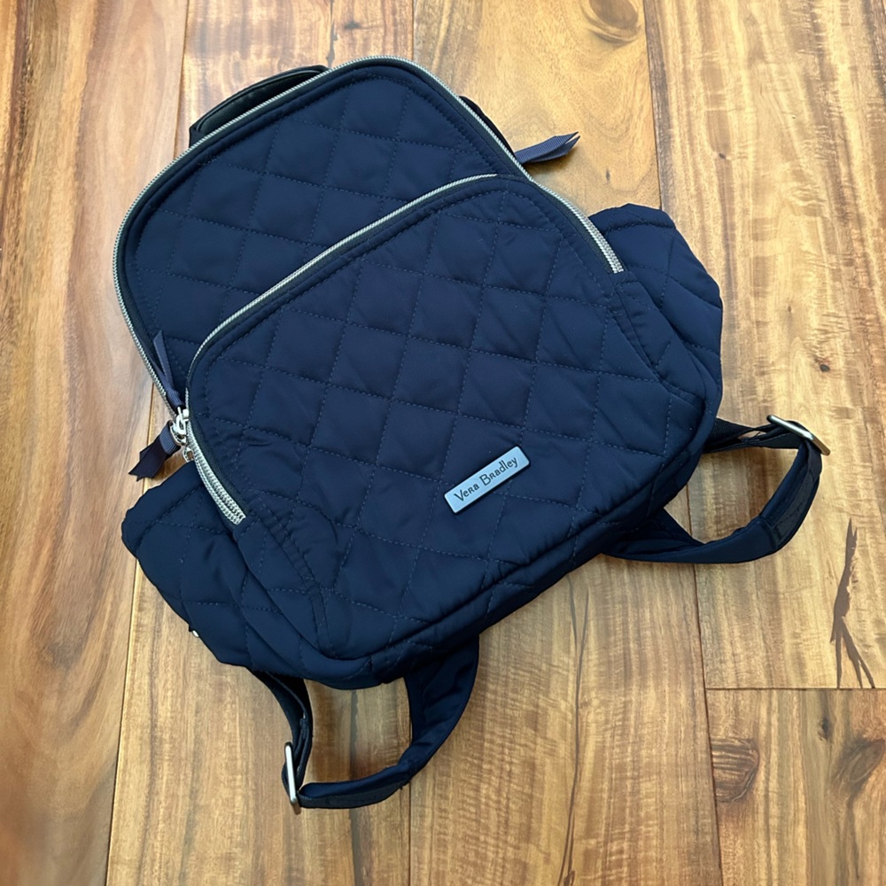 Vera Bradley Performance Twill Small Backpack, Classic Navy, One Size